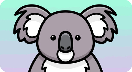 Obraz premium Cartoon Koala with Big Ears and Black Outline.