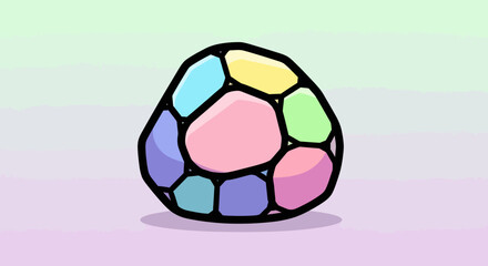 Obraz premium Colorful Abstract Geometric Shape with Irregular Polygons and Bold Outlines.