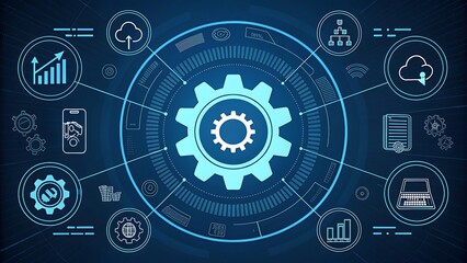 Abstract business automation background illustrating workflow and process management.