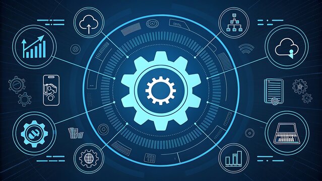 Abstract business automation background illustrating workflow and process management.
