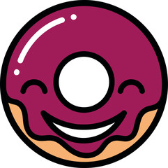 Illustration of cute donut with a smile isolated on white background
