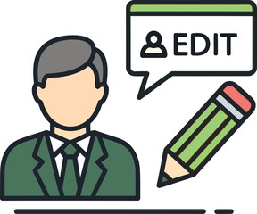Illustration of user profile edit icon isolated on white background