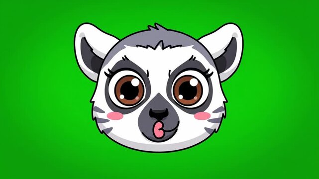 Cute Lemur Facial Expressions Animation Loop