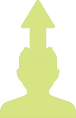 Illustration of head with arrow pointing up isolated on white background