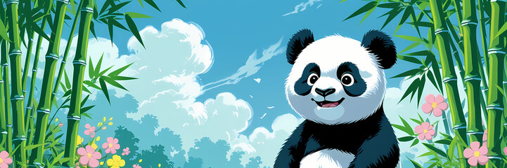 Panda in the bamboo forest