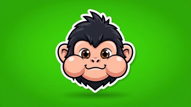 Cute monkey cartoon face expressions animation
