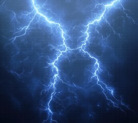 dramatic blue lightning arcs branching across a dark digital grid background, crackling with intense electric energy and charged tension