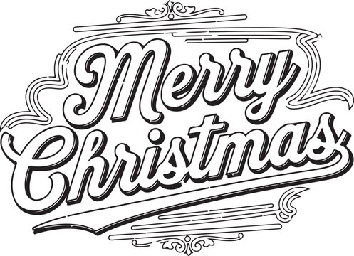 Elegant vintage merry christmas typography design with ornate decorative flourishes, Generative Ai