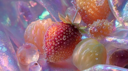 Fresh fruit aesthetic wallpaper strawberry grape and citrus fruit with water droplets background hd wallpaper