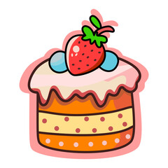 Strawberry cake vector illustration with sweet dessert design
