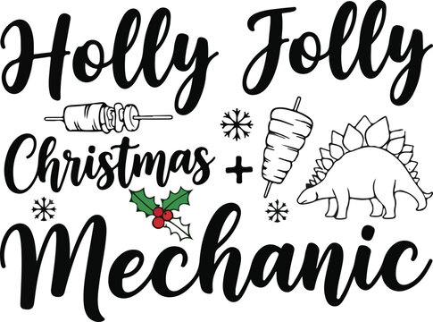 Holly jolly christmas mechanic festive design celebrating the holidays with a mechanical twist, Generative Ai