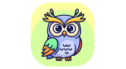 Naklejka premium A whimsical and colorful cartoon owl character illustration.