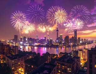 fireworks over the city