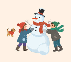 Children playing in winter snow