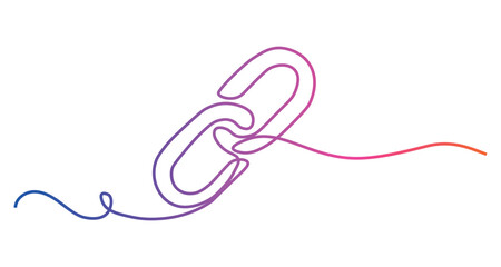 Single Line Chain Link Illustration with Gradient Colors for Digital Connectivity and Solutions