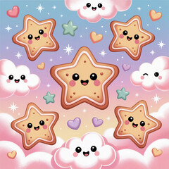 Pastel Kawaii Christmas Background