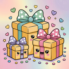 Pastel Kawaii Christmas Background