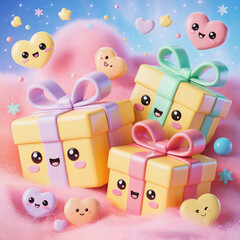 Pastel Kawaii Christmas Background