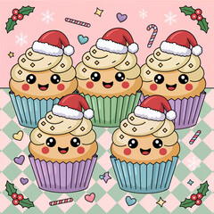 Pastel Kawaii Christmas Background