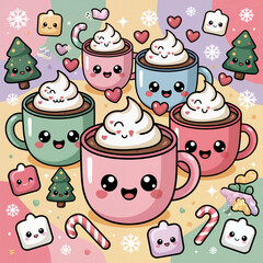 Pastel Kawaii Christmas Background