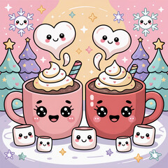 Pastel Kawaii Christmas Background