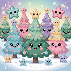 Pastel Kawaii Christmas Background