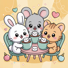 Pastel Kawaii Christmas Background