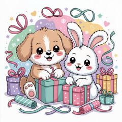 Pastel Kawaii Christmas Background