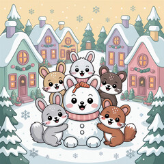 Pastel Kawaii Christmas Background