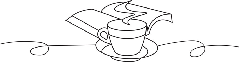 coffee with book hand drawing vector icon.