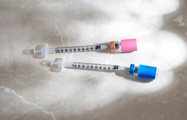 Single Use Syringes With Glass Vials with Various Labels