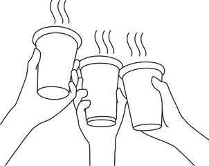hand holding a coffee cup, hand drawing vector.