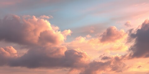 Obraz premium Minimalist sunset clouds in soft orange and pink on transparent background, serene sky element for commercial design and web banner use