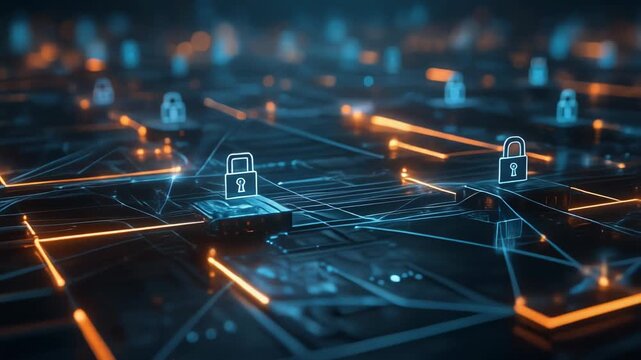 Visualizing Cybersecurity Technology with Digital Locks and Circuit Patterns
