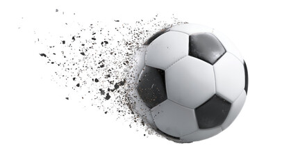 Naklejka premium Football ball broken into powder, soccer, on transparent background