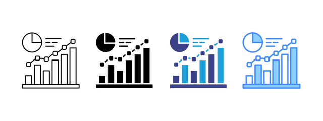Bar Chart  icon set multiple style collection