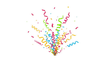 Festive burst of multicolored confetti and curly streamers for celebration design