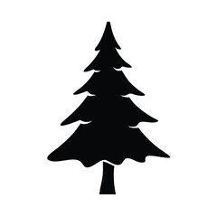 Fototapeta premium A simple black silhouette of a pine tree against a plain on white background 