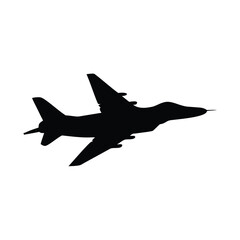 Fototapeta premium A silhouette of a fighter jet against a plain white background in stark contrast