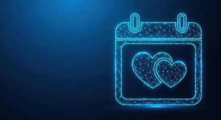 Calendar icon with two hearts for romantic event planning