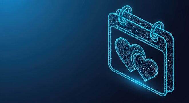 Digital calendar with two hearts symbolizing love and important dates