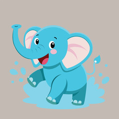 Cute, funny cartoon baby elephant character design vector illustration for a wild animal safari mascot