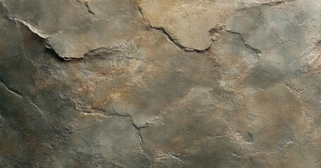 weathered cracked plaster wall with earthy green and brown tones and rough peeling texture conveying rustic aged decay