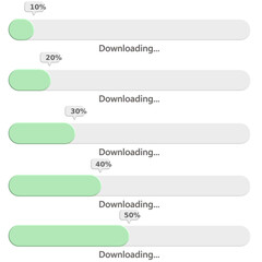Download progress indicators showing percentage completed, ideal for UI/UX design and data visualizations