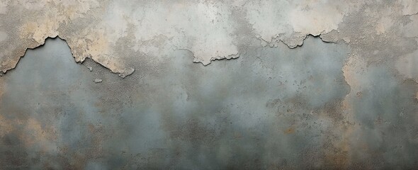 Obraz premium weathered plaster wall with peeling paint, flaking layers and rust stains conveying aged, melancholic decay