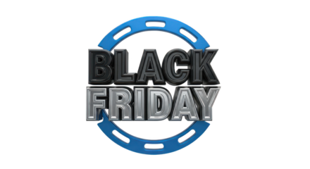 Black friday sale banner with bold text isolated on transparent background