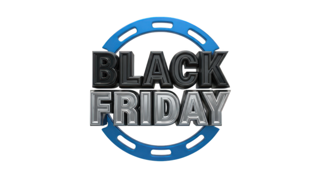 Black friday sale banner with bold text isolated on transparent background
