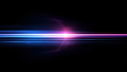 Abstract horizontal light streaks with blue and magenta lens flare effects.