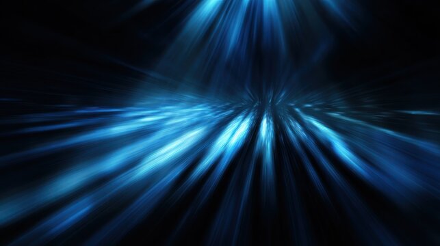 Abstract blue light streaks moving rapidly through dark space - Powered by Adobe