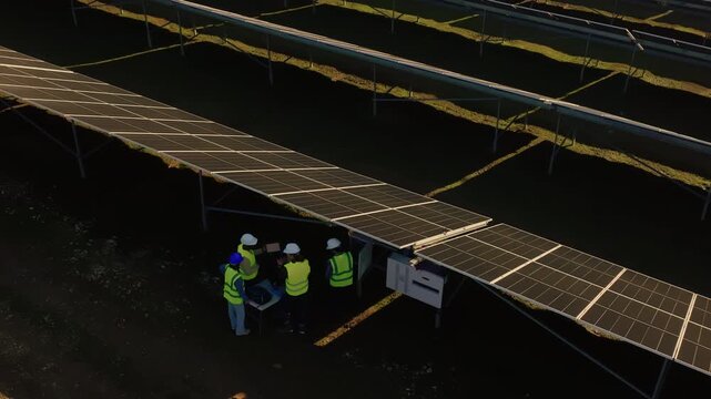 Solar panel installation process in a new renewable energy project in California